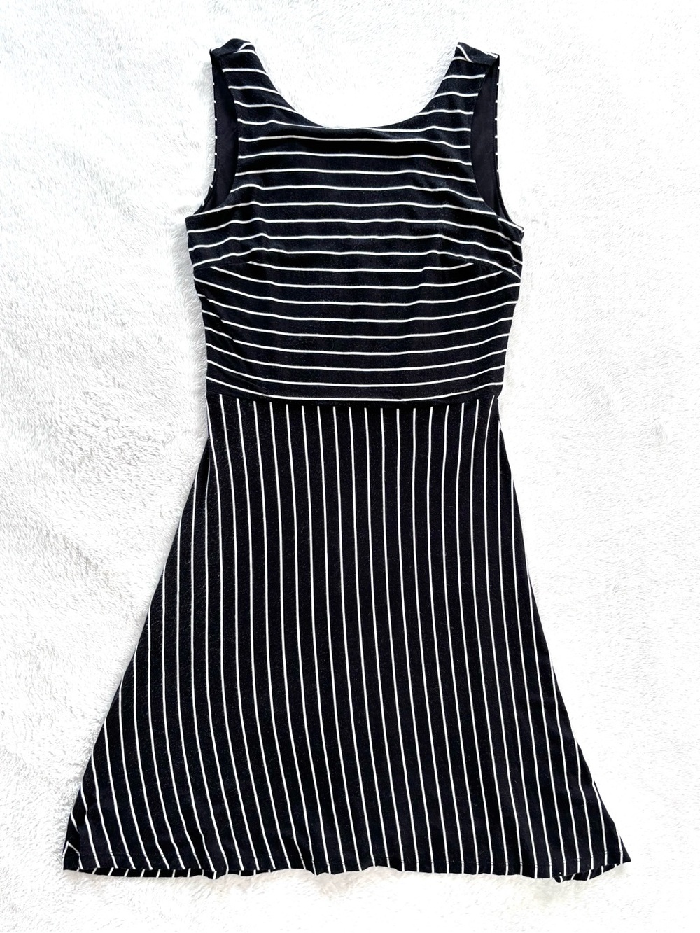 LOFT Striped Sleeveless Dress with Open Back, Size 00P